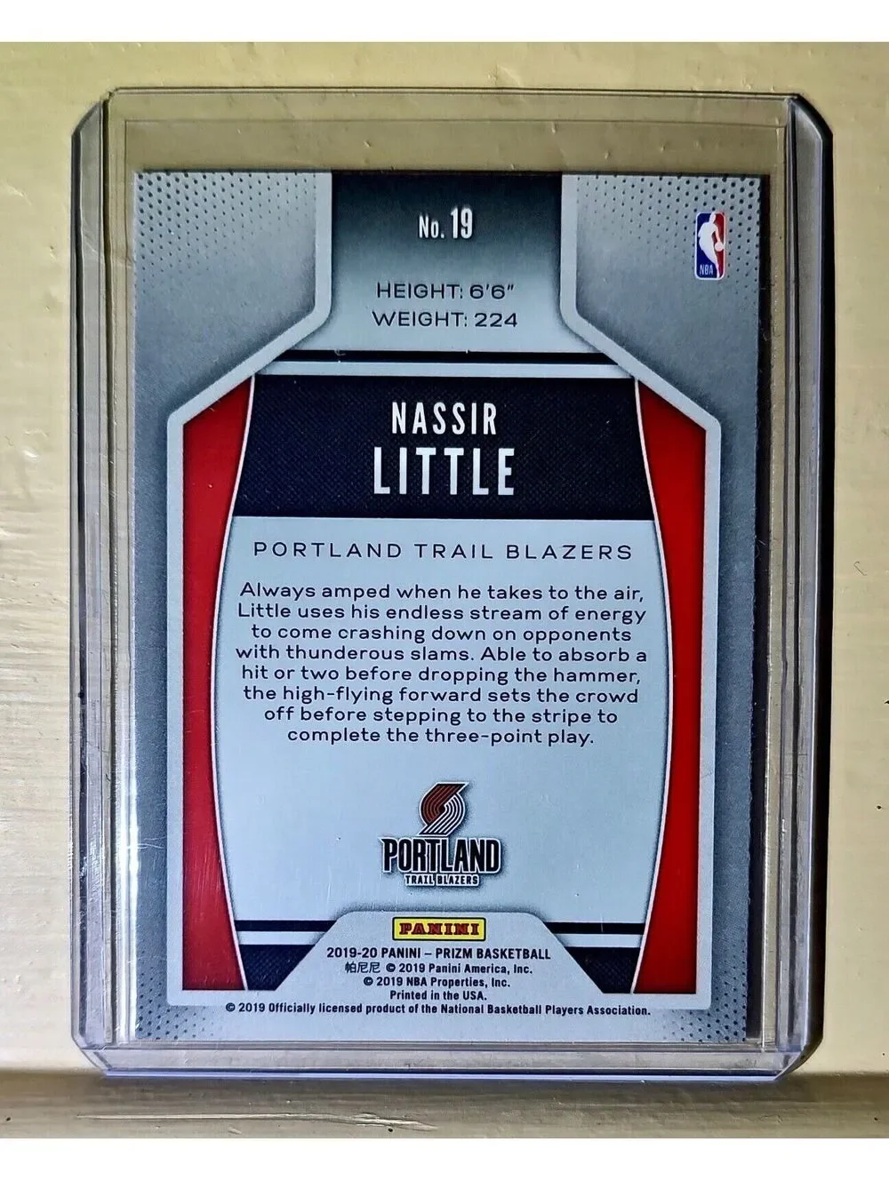 Nassir Little 2019-20 Panini Prizm Instant Impact NBA #19 Rookie Card